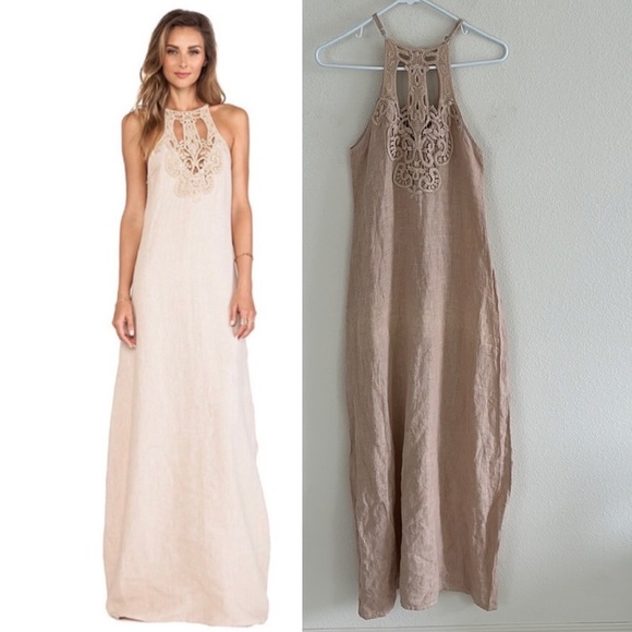 Lisamaree A Night Alone Linen Dress in Taupe - Picture 1 of 7